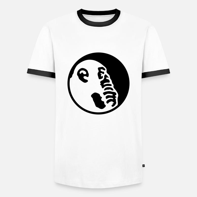 Denkeraffe Klein - Männer Kontrast-T-Shirt - Weiß/Schwarz