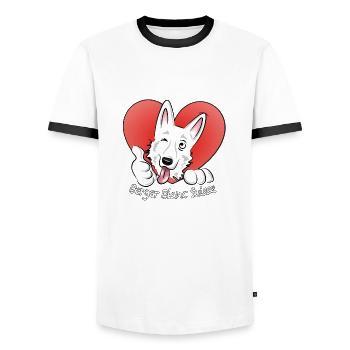 Berger Blanc Suisse - Männer Kontrast-T-Shirt - Weiß/Schwarz - Vorne - AI Model Female 172 light (172cm) & AI Model Male 178 dark (178cm)
