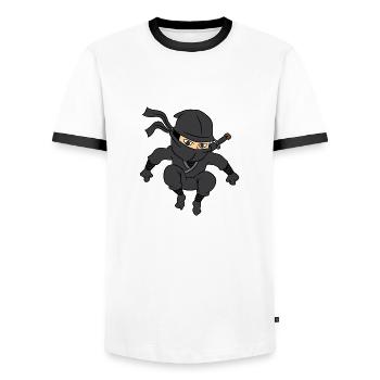 Ninja sabre cadeau garçon costume masque - T-shirt contrasté Homme - blanc/noir - Devant - AI Model Female 172 light (172cm) & AI Model Male 178 dark (178cm)