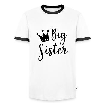 Big Sister - Männer Kontrast-T-Shirt - Weiß/Schwarz - Vorne - AI Model Female 172 light (172cm) & AI Model Male 178 dark (178cm)