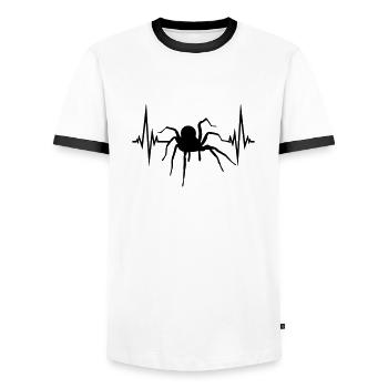 Conception de birdspider de spider de battement de coeur de fréquence - T-shirt contrasté Homme - blanc/noir - Devant - AI Model Female 172 light (172cm) & AI Model Male 178 dark (178cm)