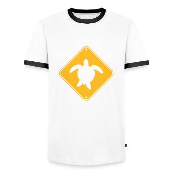 avertissement prudence bouclier note note attention guêpe - T-shirt contrasté Homme - blanc/noir - Devant - AI Model Female 172 light (172cm) & AI Model Male 178 dark (178cm)