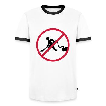 No Vacuuming - Men's Ringer Shirt - white/black - Front - AI Model Female 172 light (172cm) & AI Model Male 178 dark (178cm)