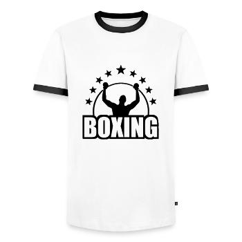 boxing - Männer Kontrast-T-Shirt - Weiß/Schwarz - Vorne - AI Model Female 172 light (172cm) & AI Model Male 178 dark (178cm)