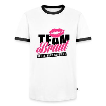 Hen night - team bride - Men's Ringer Shirt - white/black - Front - AI Model Female 172 light (172cm) & AI Model Male 178 dark (178cm)