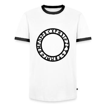 Rune Cercle, magique, symbole, Futhark, Norse - T-shirt contrasté Homme - blanc/noir - Devant - AI Model Female 172 light (172cm) & AI Model Male 178 dark (178cm)