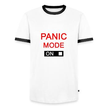 Mode panique sur le mode panique échapper échapper échapper - T-shirt contrasté Homme - blanc/noir - Devant - AI Model Female 172 light (172cm) & AI Model Male 178 dark (178cm)