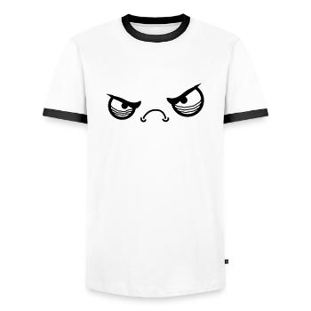 Angry Face - T-shirt contrasté Homme - blanc/noir - Devant - AI Model Female 172 light (172cm) & AI Model Male 178 dark (178cm)