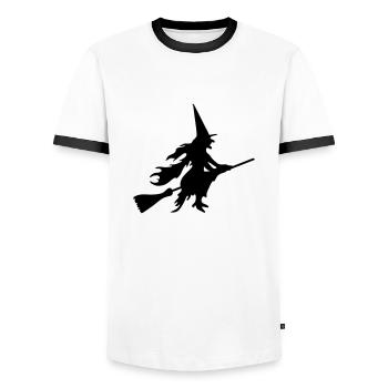 Witch - Men's Ringer Shirt - white/black - Front - AI Model Female 172 light (172cm) & AI Model Male 178 dark (178cm)