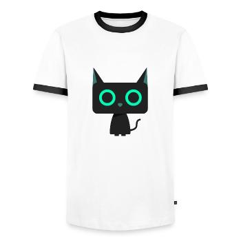 Cat nightlife - Men's Ringer Shirt - white/black - Front - AI Model Female 172 light (172cm) & AI Model Male 178 dark (178cm)