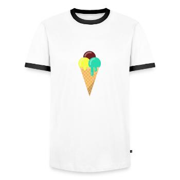 crème glacée - T-shirt contrasté Homme - blanc/noir - Devant - AI Model Female 172 light (172cm) & AI Model Male 178 dark (178cm)