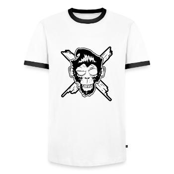Monky - Affe - Männer Kontrast-T-Shirt - Weiß/Schwarz - Vorne - AI Model Female 172 light (172cm) & AI Model Male 178 dark (178cm)