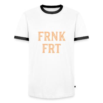 Frankfurt Geschenk - Männer Kontrast-T-Shirt - Weiß/Schwarz - Vorne - AI Model Female 172 light (172cm) & AI Model Male 178 dark (178cm)