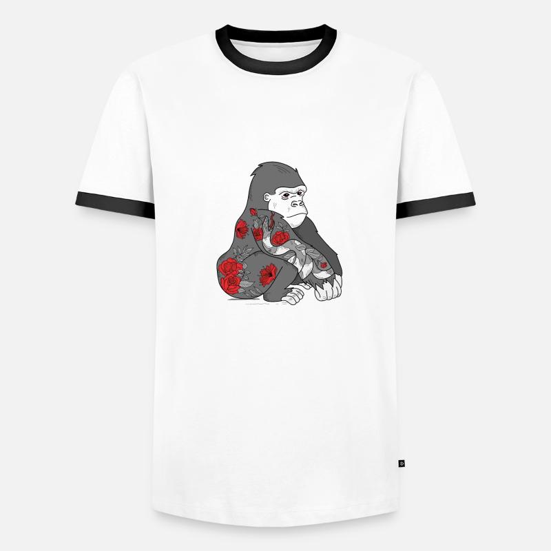Gorilla - Körper Kunst Design - Männer Kontrast-T-Shirt - Weiß/Schwarz