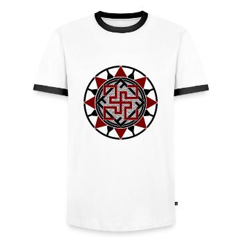Valkyrie Symbole slave - T-shirt contrasté Homme - blanc/noir - Devant - AI Model Female 172 light (172cm) & AI Model Male 178 dark (178cm)