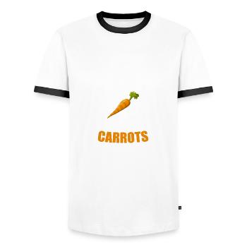 carrot - Men's Ringer Shirt - white/black - Front - AI Model Female 172 light (172cm) & AI Model Male 178 dark (178cm)