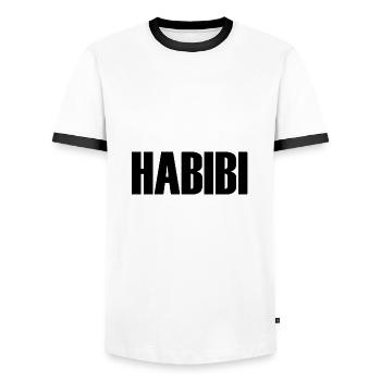 Habibi - Men's Ringer Shirt - white/black - Front - AI Model Female 172 light (172cm) & AI Model Male 178 dark (178cm)