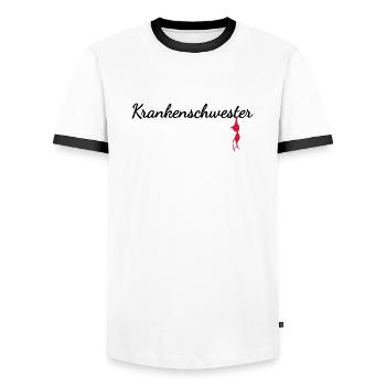 Nurse - Men's Ringer Shirt - white/black - Front - AI Model Female 172 light (172cm) & AI Model Male 178 dark (178cm)