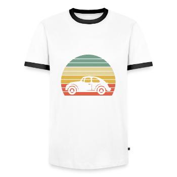 Classic Car Vintage Gift - Men's Ringer Shirt - white/black - Front - AI Model Female 172 light (172cm) & AI Model Male 178 dark (178cm)