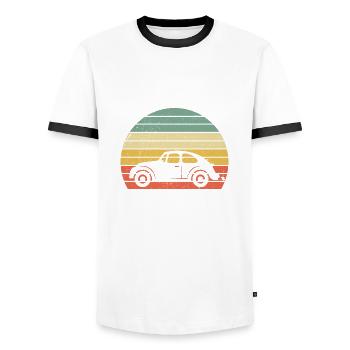Classic Car Vintage Gift - Men's Ringer Shirt - white/black - Front - AI Model Female 172 light (172cm) & AI Model Male 178 dark (178cm)