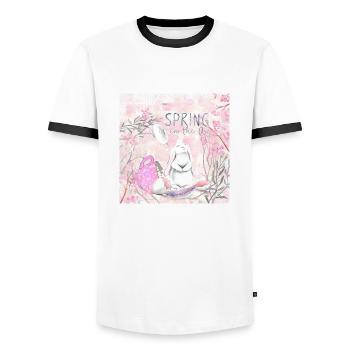 Spring is in the Air - Osterhase - T-shirt contrasté Homme - blanc/noir - Devant - AI Model Female 172 light (172cm) & AI Model Male 178 dark (178cm)