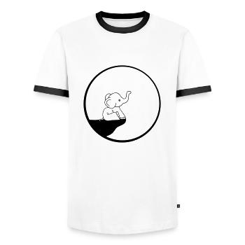 klippe elefant mond nacht rund kreis sitzend suess - Männer Kontrast-T-Shirt - Weiß/Schwarz - Vorne - AI Model Female 172 light (172cm) & AI Model Male 178 dark (178cm)