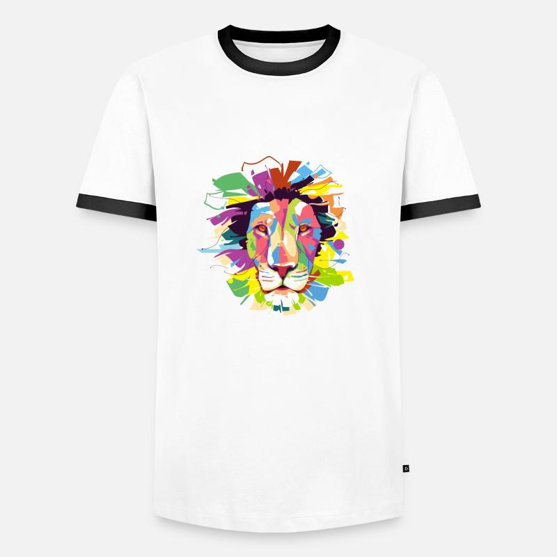 löwe - Männer Kontrast-T-Shirt - Weiß/Schwarz