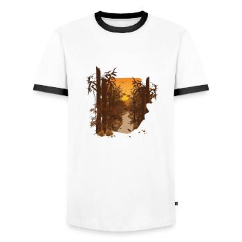Japan Style - Männer Kontrast-T-Shirt - Weiß/Schwarz - Vorne - AI Model Female 172 light (172cm) & AI Model Male 178 dark (178cm)