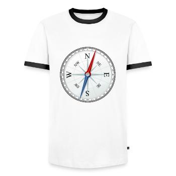La navigation à la boussole arrive à destination. - T-shirt contrasté Homme - blanc/noir - Devant - AI Model Female 172 light (172cm) & AI Model Male 178 dark (178cm)