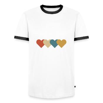 Cadeau vintage coeur d'amour - T-shirt contrasté Homme - blanc/noir - Devant - AI Model Female 172 light (172cm) & AI Model Male 178 dark (178cm)