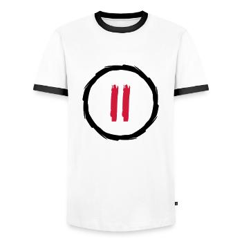 key break number 2 play music buttons circles rings - Men's Ringer Shirt - white/black - Front - AI Model Female 172 light (172cm) & AI Model Male 178 dark (178cm)