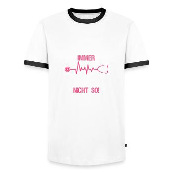 Krankenschwester Pfleger Spruch Prüfung Geschenk - Männer Kontrast-T-Shirt - Weiß/Schwarz - Vorne - AI Model Female 172 light (172cm) & AI Model Male 178 dark (178cm)
