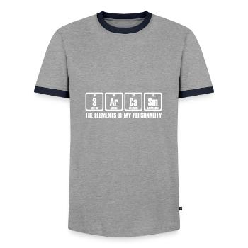 Sarcasm Table Periodic Dire Cadeau - T-shirt contrasté Homme - gris/marine  - Devant - AI Model Female 172 light (172cm) & AI Model Male 178 light (178cm)
