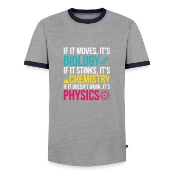 Biology Physics Chemistry Student Gift - Men's Ringer Shirt - grey/navy  - Front - AI Model Female 172 light (172cm) & AI Model Male 178 light (178cm)