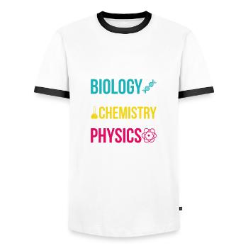 Biology Physics Chemistry Student Gift - Men's Ringer Shirt - white/black - Front - AI Model Female 172 light (172cm) & AI Model Male 178 dark (178cm)