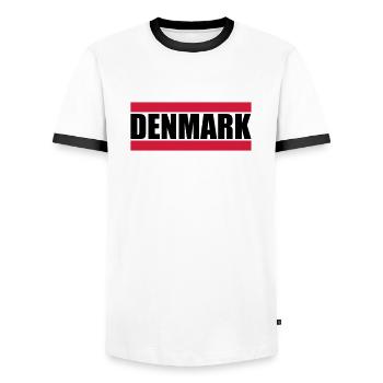 Denmark Design - Men's Ringer Shirt - white/black - Front - AI Model Female 172 light (172cm) & AI Model Male 178 dark (178cm)