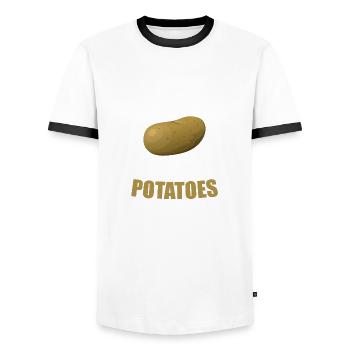 potato - Men's Ringer Shirt - white/black - Front - AI Model Female 172 light (172cm) & AI Model Male 178 dark (178cm)