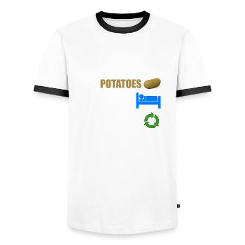 potato - Men's Ringer Shirt - white/black - Front - AI Model Female 172 light (172cm) & AI Model Male 178 dark (178cm)