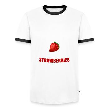 fraise - T-shirt contrasté Homme - blanc/noir - Devant - AI Model Female 172 light (172cm) & AI Model Male 178 dark (178cm)