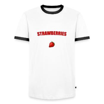 fraise - T-shirt contrasté Homme - blanc/noir - Devant - AI Model Female 172 light (172cm) & AI Model Male 178 dark (178cm)