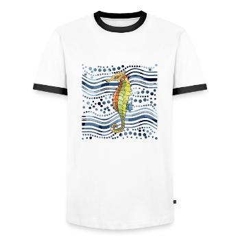 Seepferdchen - Männer Kontrast-T-Shirt - Weiß/Schwarz - Vorne - AI Model Female 172 light (172cm) & AI Model Male 178 dark (178cm)