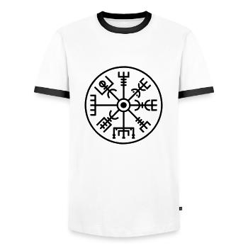 vegvisir isländisches symbol magischer kompass - Männer Kontrast-T-Shirt - Weiß/Schwarz - Vorne - AI Model Female 172 light (172cm) & AI Model Male 178 dark (178cm)