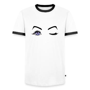 Beauty Eyes Eyelashes one - Men's Ringer Shirt - white/black - Front - AI Model Female 172 light (172cm) & AI Model Male 178 dark (178cm)