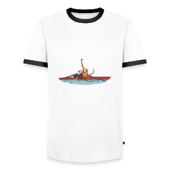 Two oarsmen after victory gift idea - Men's Ringer Shirt - white/black - Front - AI Model Female 172 light (172cm) & AI Model Male 178 dark (178cm)