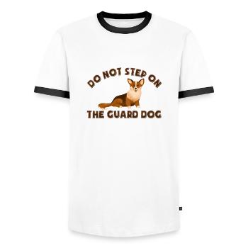 Do not step on the guard dog - corgi - T-shirt contrasté Homme - blanc/noir - Devant - AI Model Female 172 light (172cm) & AI Model Male 178 dark (178cm)