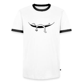 Sommeil de vacances confortable hamac - T-shirt contrasté Homme - blanc/noir - Devant - AI Model Female 172 light (172cm) & AI Model Male 178 dark (178cm)