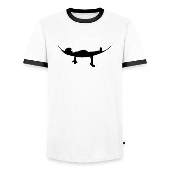 Hammock sleep cozy holiday chill - Men's Ringer Shirt - white/black - Front - AI Model Female 172 light (172cm) & AI Model Male 178 dark (178cm)