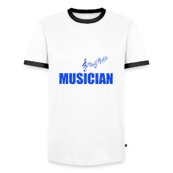 Musiciens - T-shirt contrasté Homme - blanc/noir - Devant - AI Model Female 172 light (172cm) & AI Model Male 178 dark (178cm)