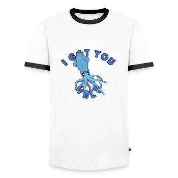 Tentacules Calamari - T-shirt contrasté Homme - blanc/noir - Devant - AI Model Female 172 light (172cm) & AI Model Male 178 dark (178cm)
