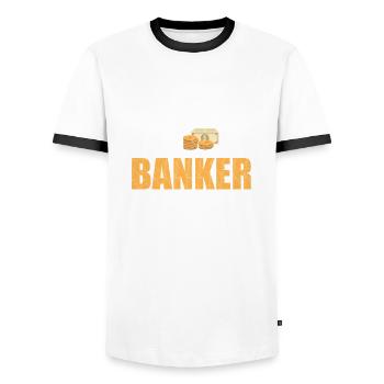 Banker Fear - Men's Ringer Shirt - white/black - Front - AI Model Female 172 light (172cm) & AI Model Male 178 dark (178cm)